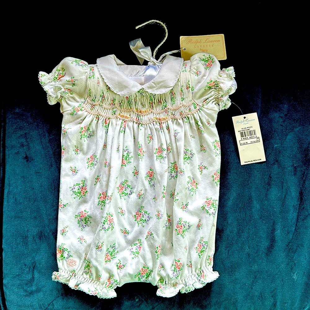 Ralph Lauren Layette Floral Romper Size 3M New with Tags